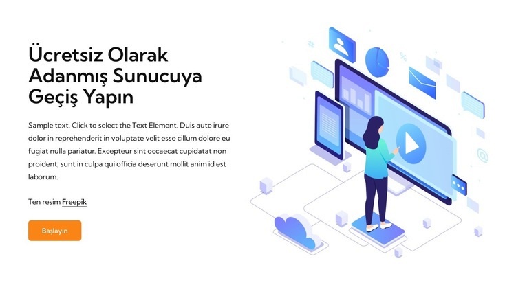 Adanmış sunucu barındırma Web Sitesi Mockup'ı