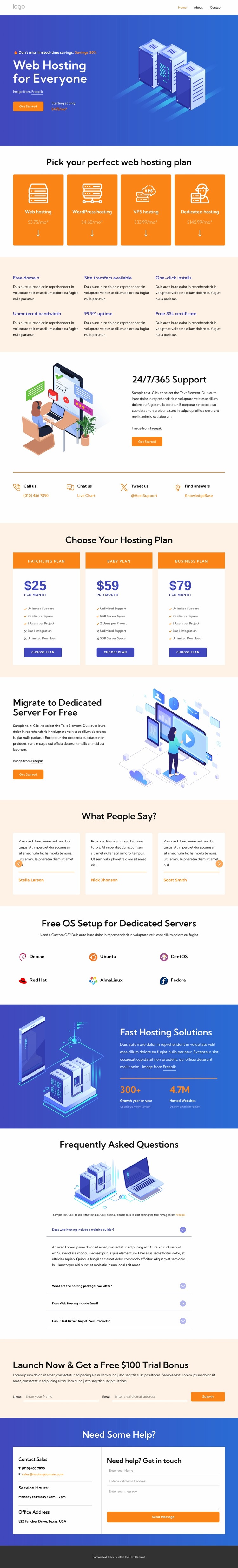 Web hosting services Website Mockup