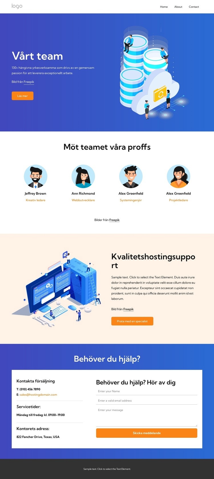 Kvalitetshostingsupport HTML-mall