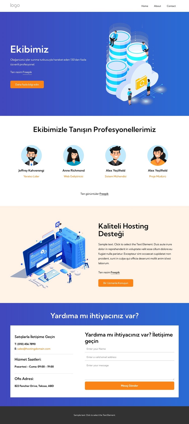 Kaliteli hosting desteği HTML Şablonu