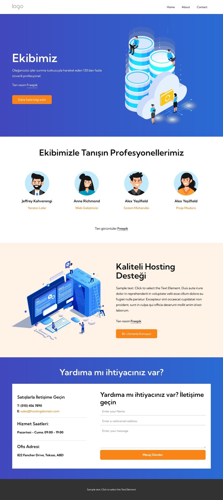 Kaliteli hosting desteği Web Sitesi Şablonu