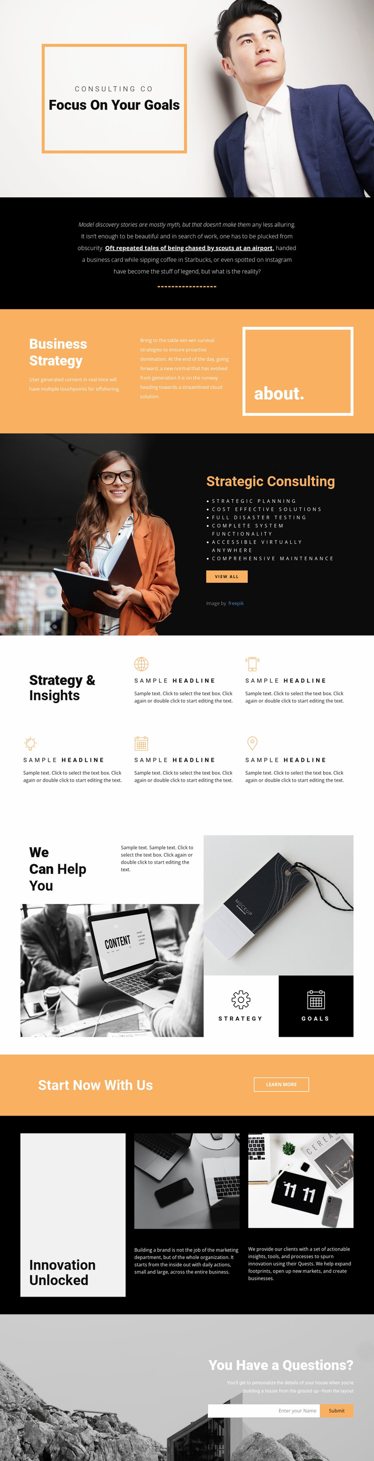 Goals for modern business  Landing Page