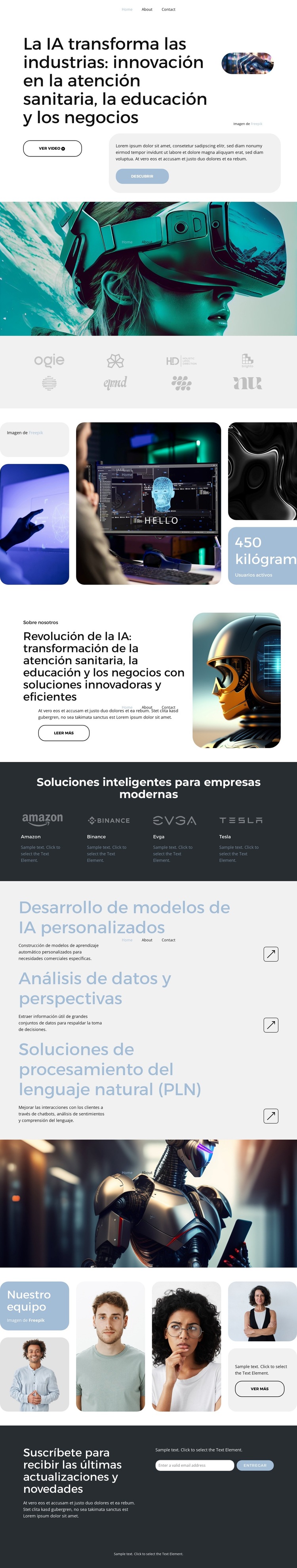 Soluciones de IA Plantilla de sitio web