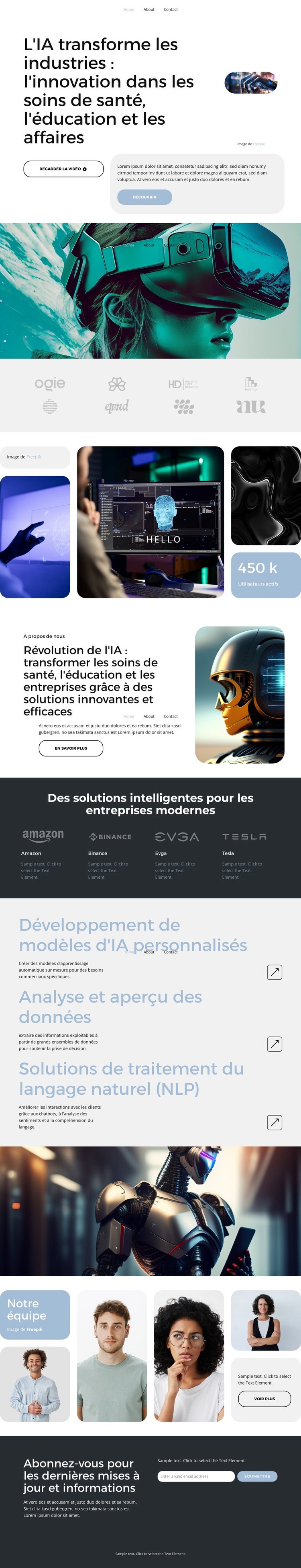 Solutions d'IA Maquette de site Web