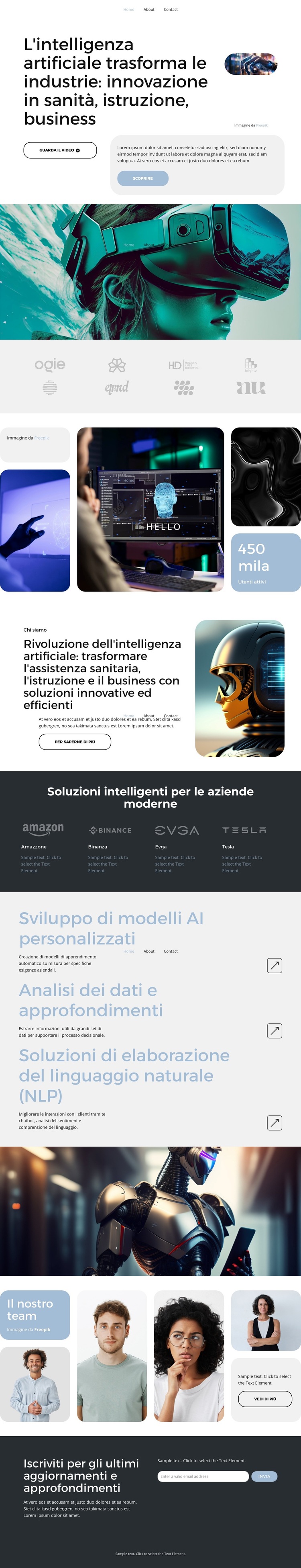 Soluzioni AI Modello di sito Web