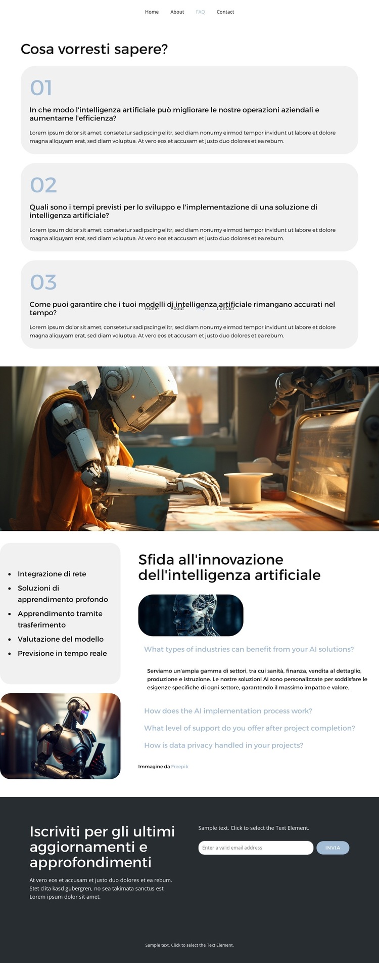 L'intelligenza artificiale trasforma le industrie Modello di sito Web