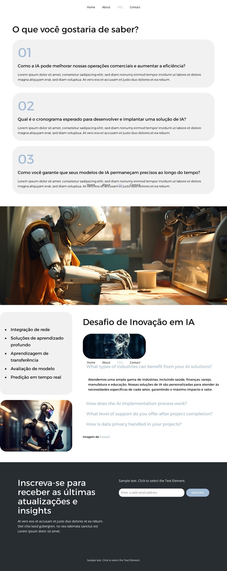 IA transformando indústrias Modelo de site