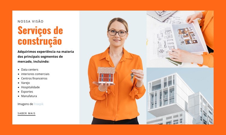 Serviços de construção civil Design do site