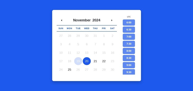 Calendar with appointment schedule CSS Template