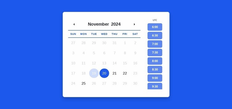 Calendrier avec planning de rendez-vous Modèle d'une page