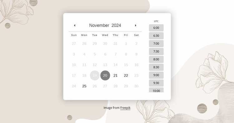 The modern calendar Html Website Builder