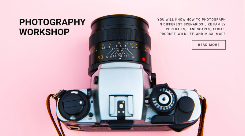 Photography workshop Web Page Design