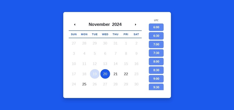 Calendar with appointment schedule Website Builder Software