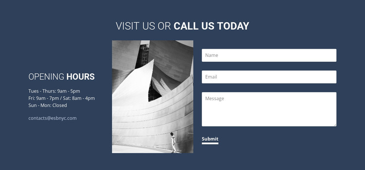 Visit us or call today HTML Template