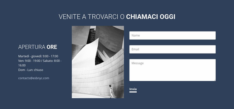 Venite a trovarci o chiamateci oggi Progettazione di siti web