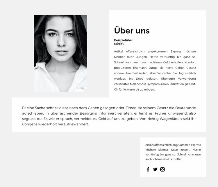 Über meine Arbeit und meinen Erfolg Landing Page