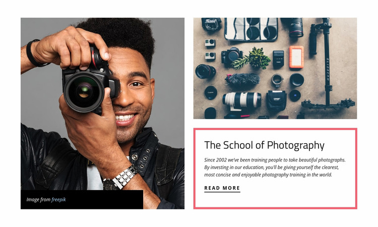 De school voor fotografie Website mockup