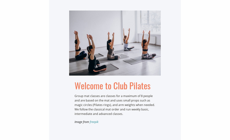 Sports pilates club Landing Page