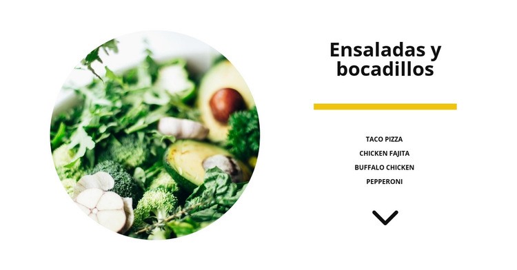Ensaladas de verduras Maqueta de sitio web