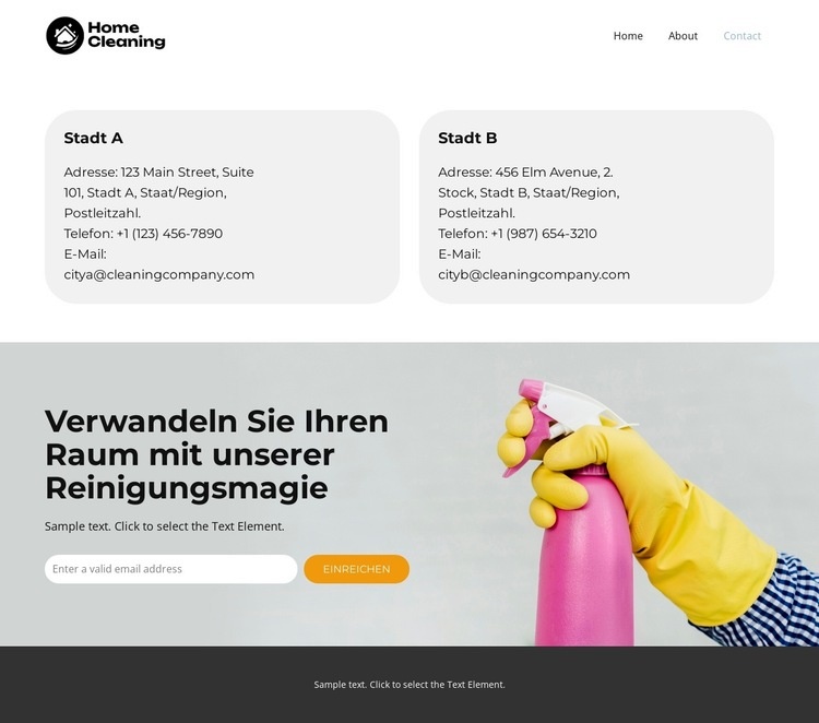 Fresh Start-Reiniger Website-Modell