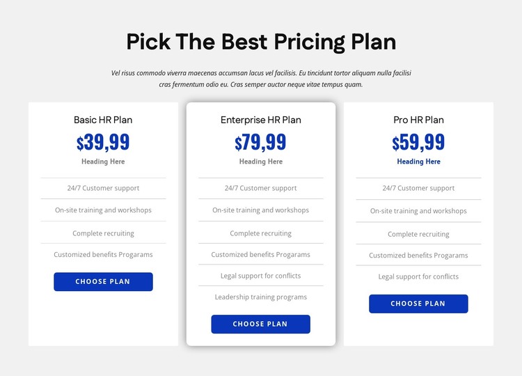 HR company pricing HTML Template