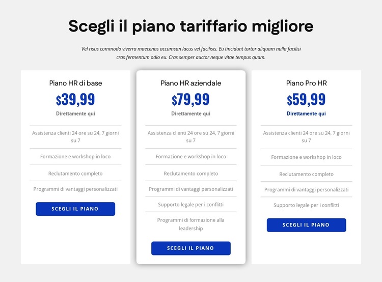 Prezzi delle aziende di risorse umane Modello di sito Web