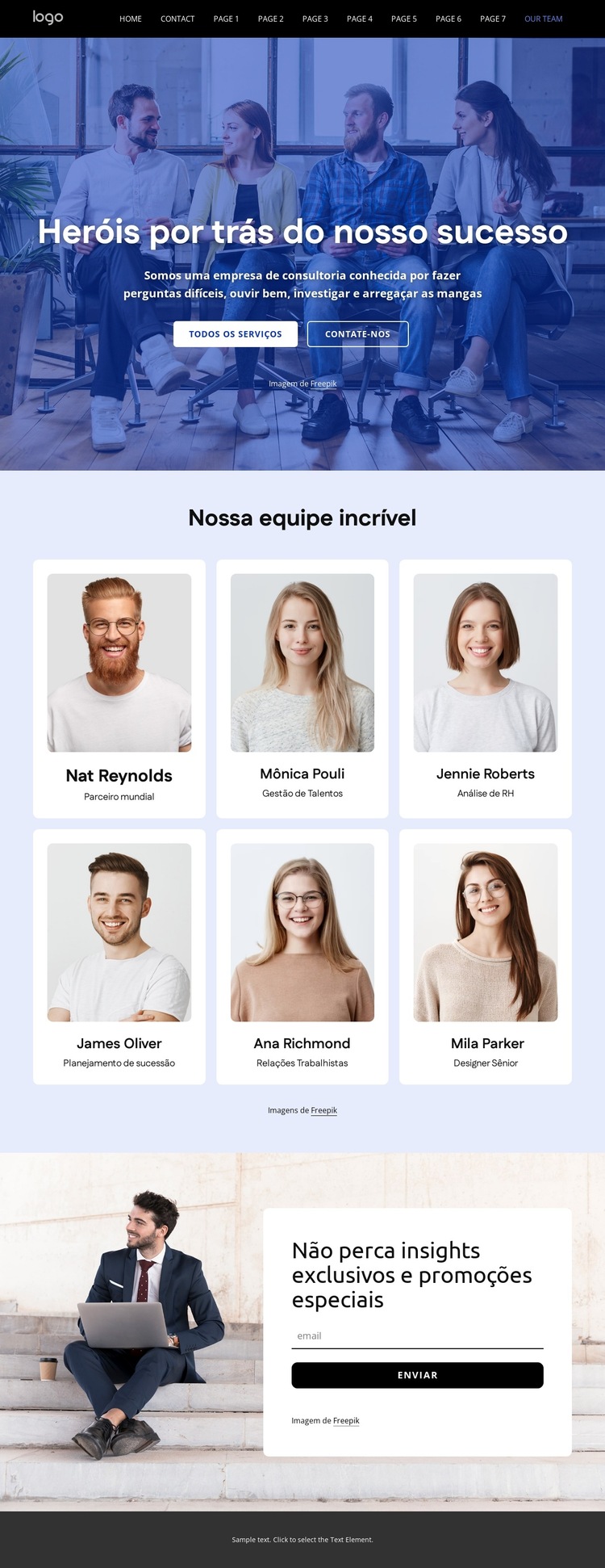 A equipe de RH da empresa Modelo de site