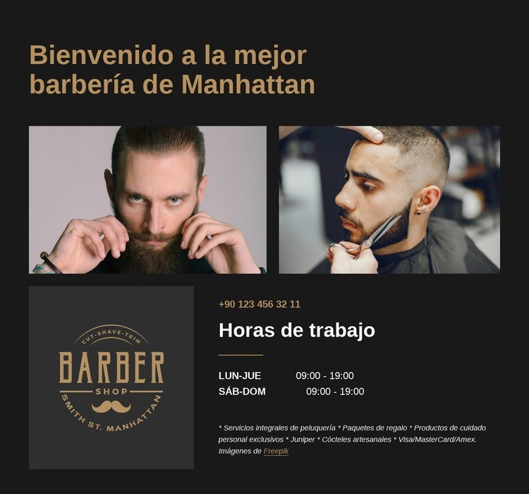 Barbería Premium para hombres Creador de sitios web HTML