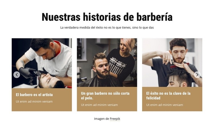 Nuestras historias de barbería Plantillas de creación de sitios web