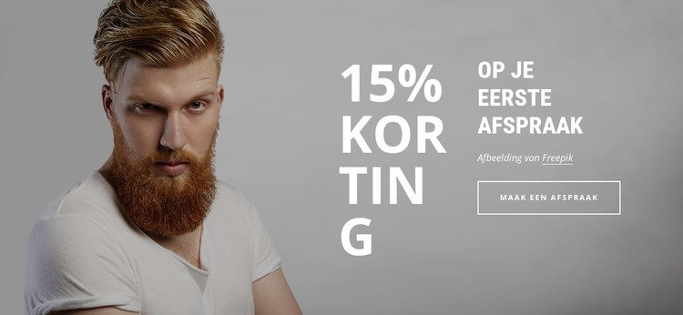 Barbershop biedt 15% korting HTML-sjabloon