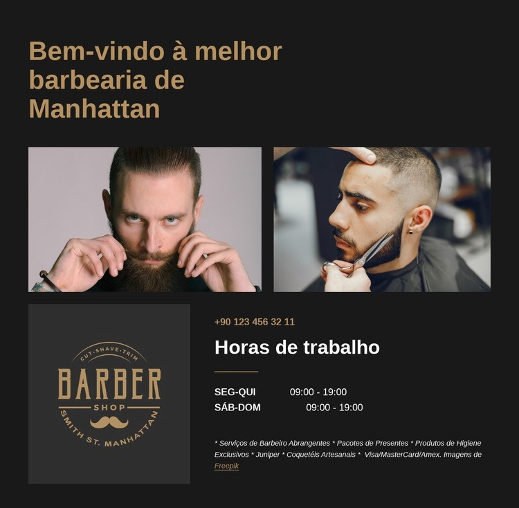 Barbearia Premium para homens Modelos de construtor de sites