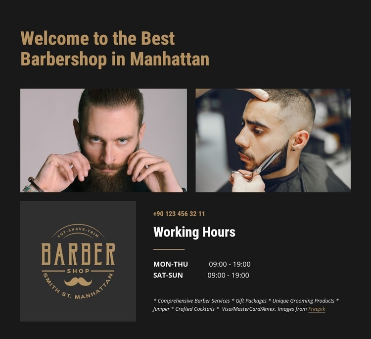 Premium Barbershop för män Html webbplatsbyggare