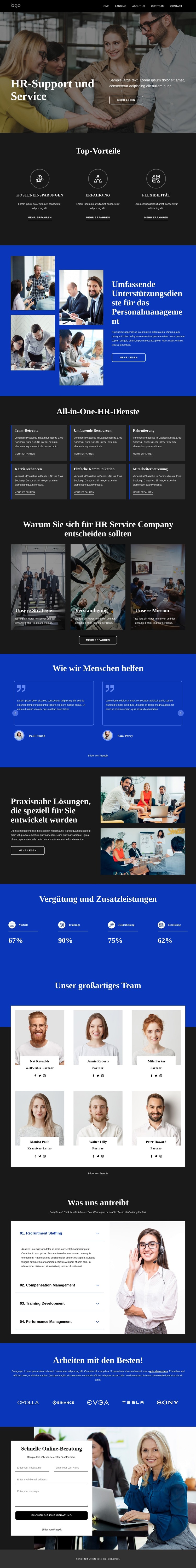 HR-Support und Service HTML-Vorlage