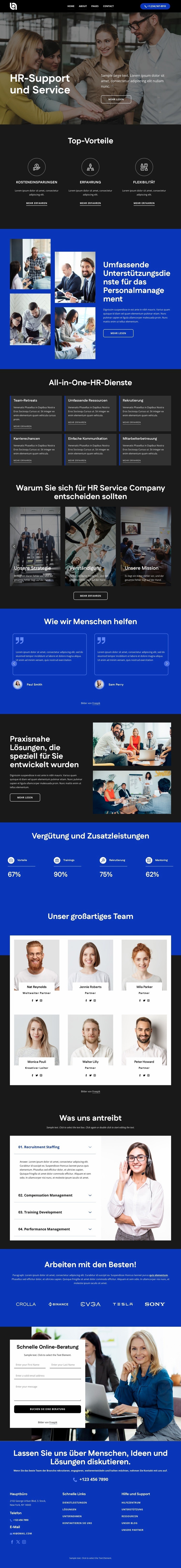 HR-Support und Service Website-Modell