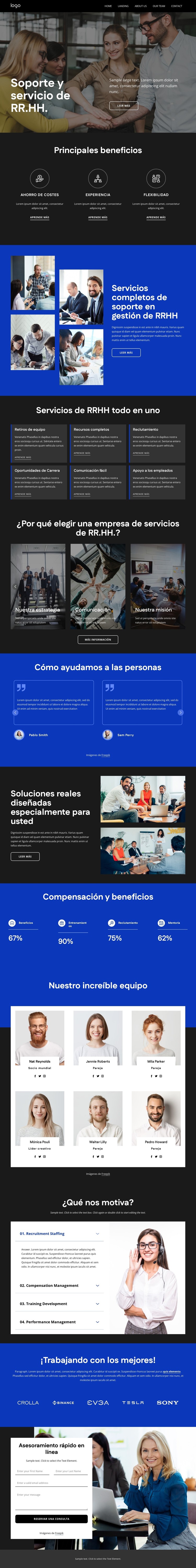 Soporte y servicio de RRHH Plantilla CSS