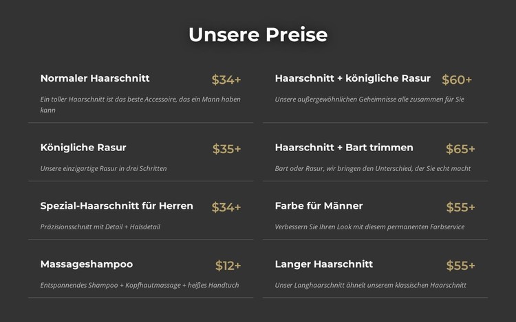 Preise für Friseursalons in Manhattan CSS-Vorlage