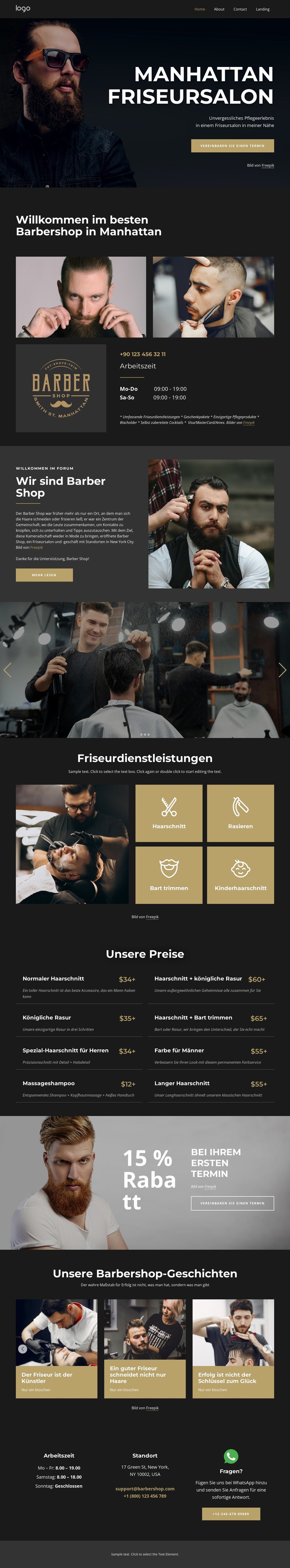 Friseursalon Manhattan CSS-Vorlage