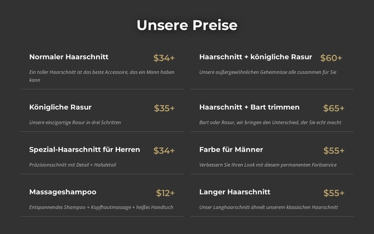 Preise für Friseursalons in Manhattan Vorlage