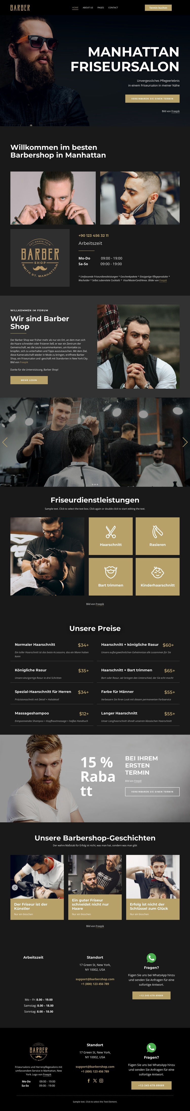 Friseursalon Manhattan Website-Vorlage