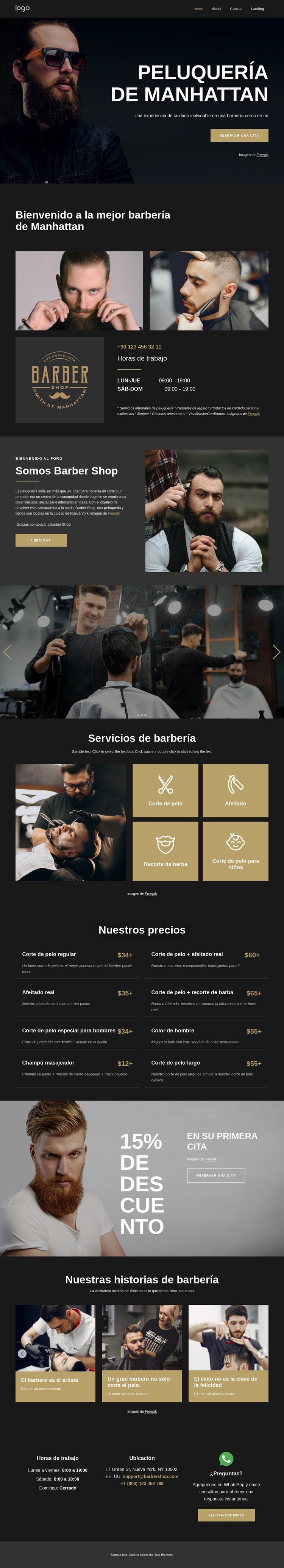 Estudio de peluquería en Manhattan Plantilla HTML