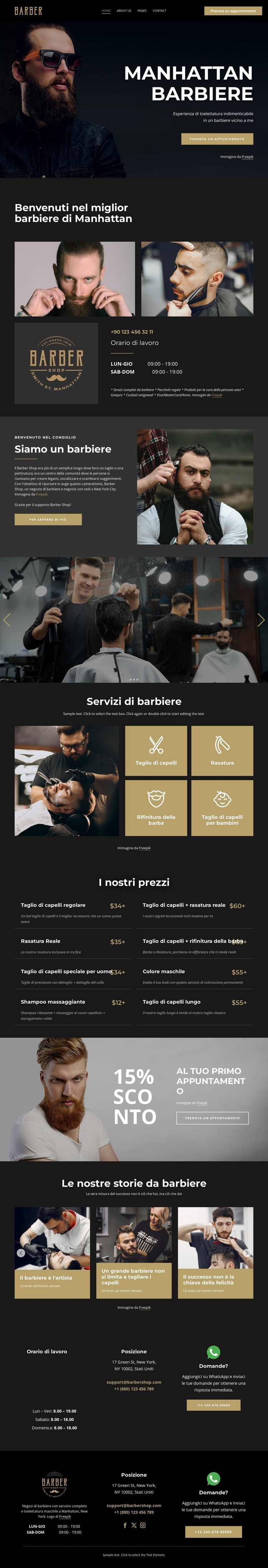 Studio di barbiere di Manhattan Modelli di Website Builder