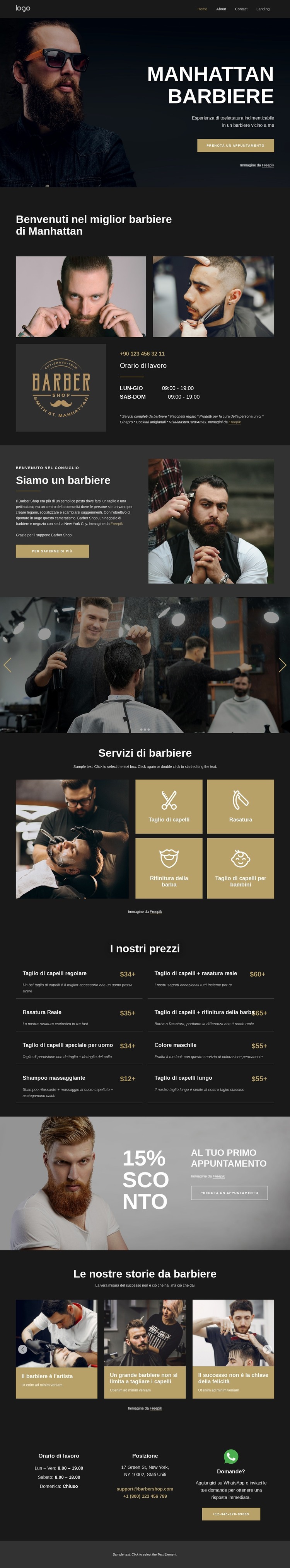 Studio di barbiere di Manhattan Modello HTML