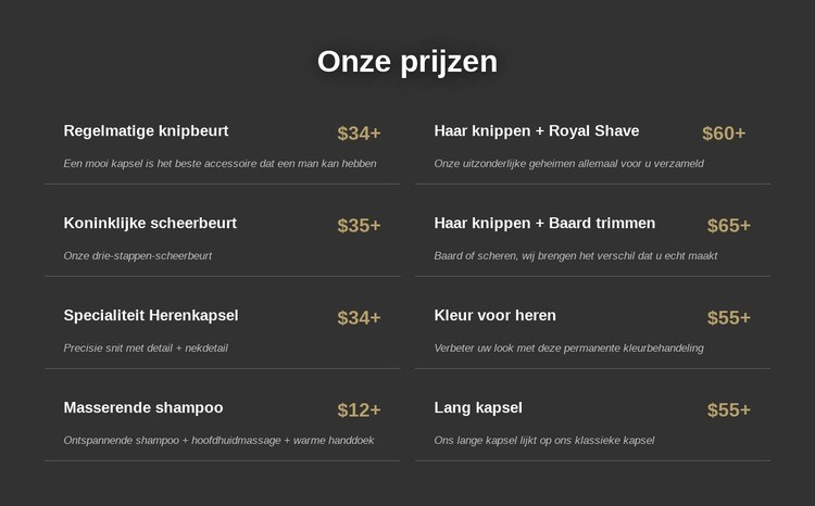 Prijzen voor kapperszaken in Manhattan Sjabloon