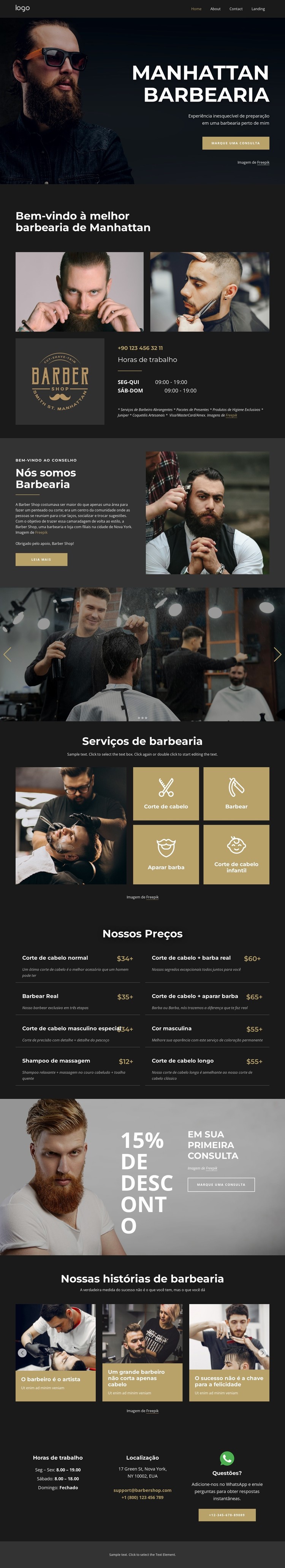 Estúdio de barbearia em Manhattan Template CSS