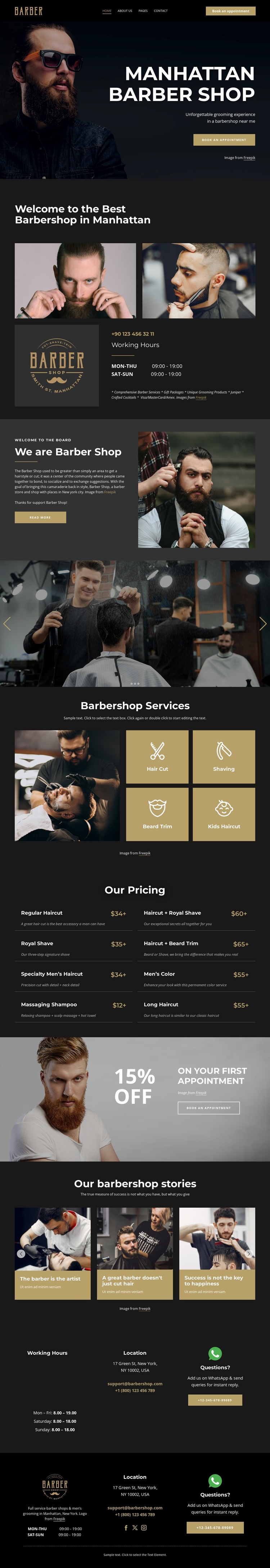 Manhattan barber studio Website Builder Templates