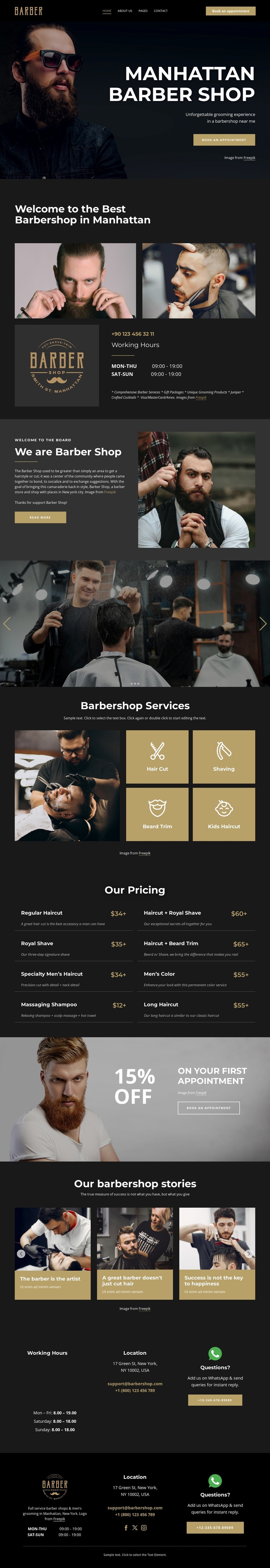 Manhattan barber studio Website Builder Software