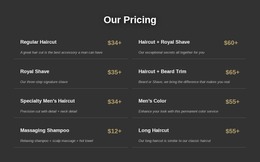 Manhattan Barbershop Pricing