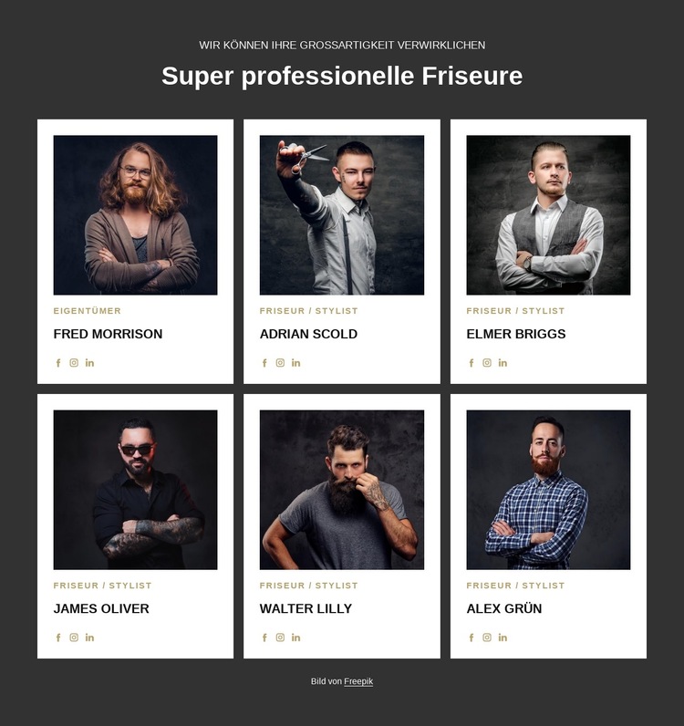 Professionelle und zertifizierte Friseure Website-Vorlage