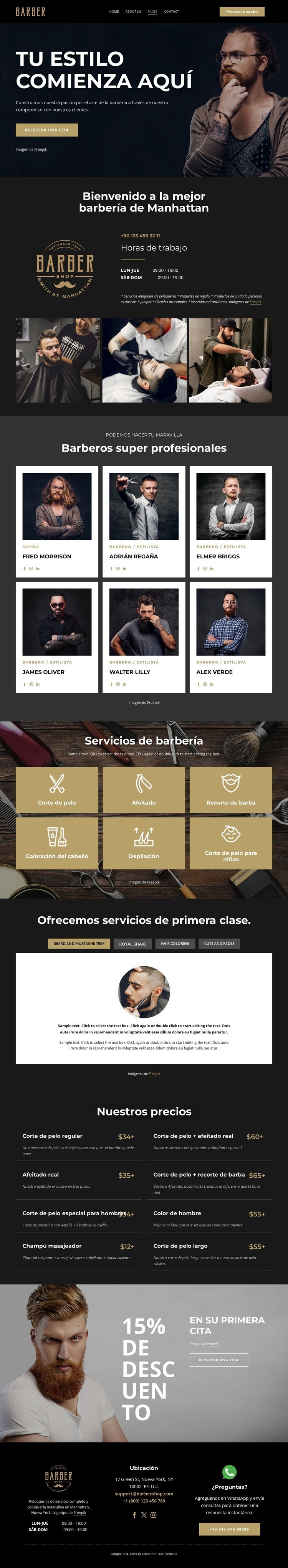 Una barbería creativa Plantillas de creación de sitios web