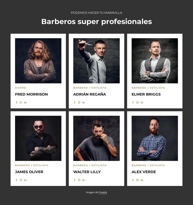 Barberos profesionales y certificados Plantilla CSS